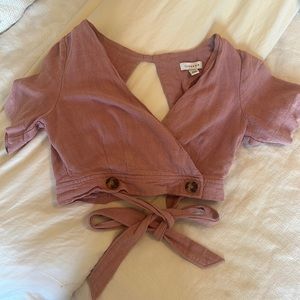 Mauve wrap crop top